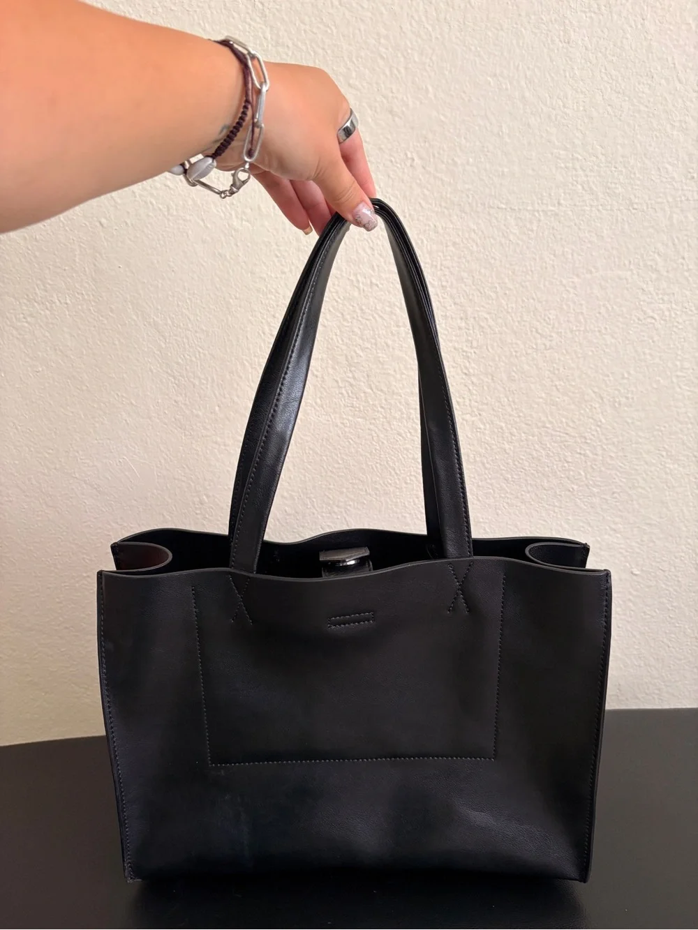 Banana Republic Black Leather Laptop Tote